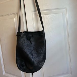 BAGGU Black leather drawstring bag